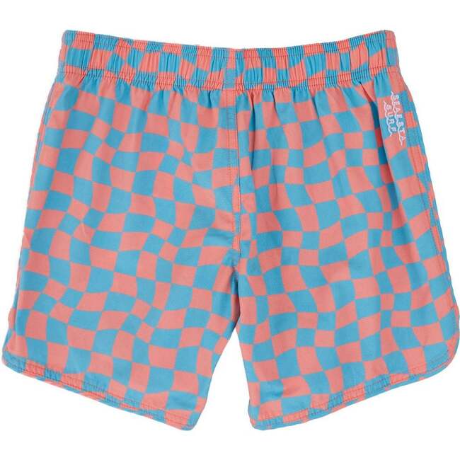 Wavy Checks Boardshorts, Coral - Swim Trunks - 3