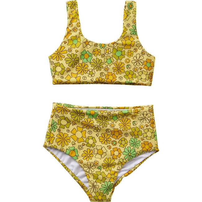 Surfy Birdy x Seaesta Surf Surfy 60s Two Piece Swimsuit, Chartreuse