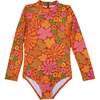 Long Sleeve Swimsuit, Fleurs - One Pieces - 1 - thumbnail