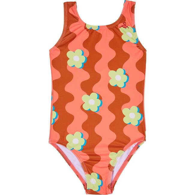 Wavy Daisy Swimsuit, Coral