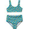 Wavy Checks Two Piece Swimsuit, Avocado - Two Pieces - 1 - thumbnail