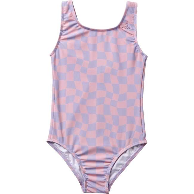 Wavy Checks Swimsuit, Lavender