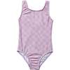 Wavy Checks Swimsuit, Lavender - One Pieces - 1 - thumbnail