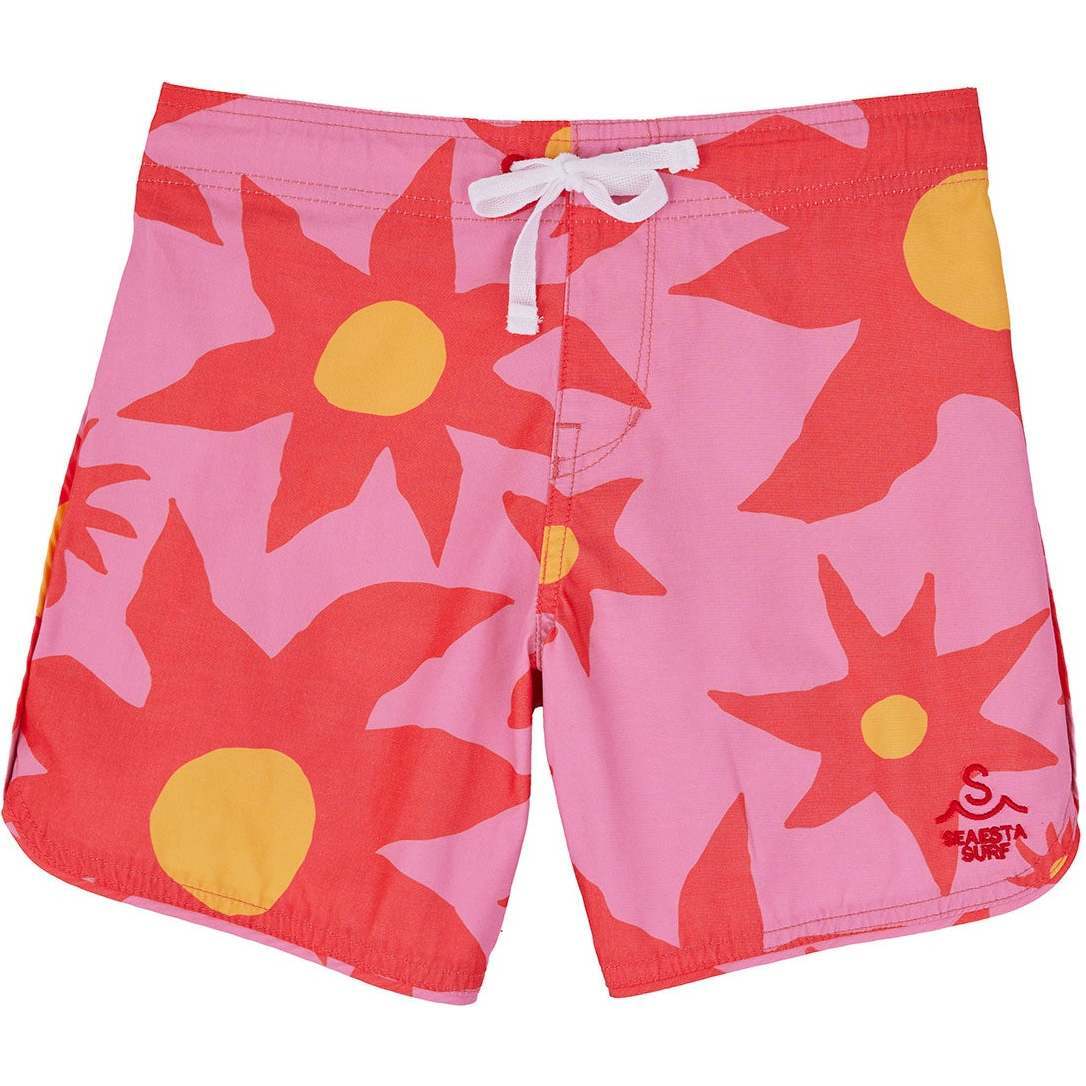 Seaesta Scallop Retro Flare Boardshort, Sun Daze Red - Swim Trunks - 1