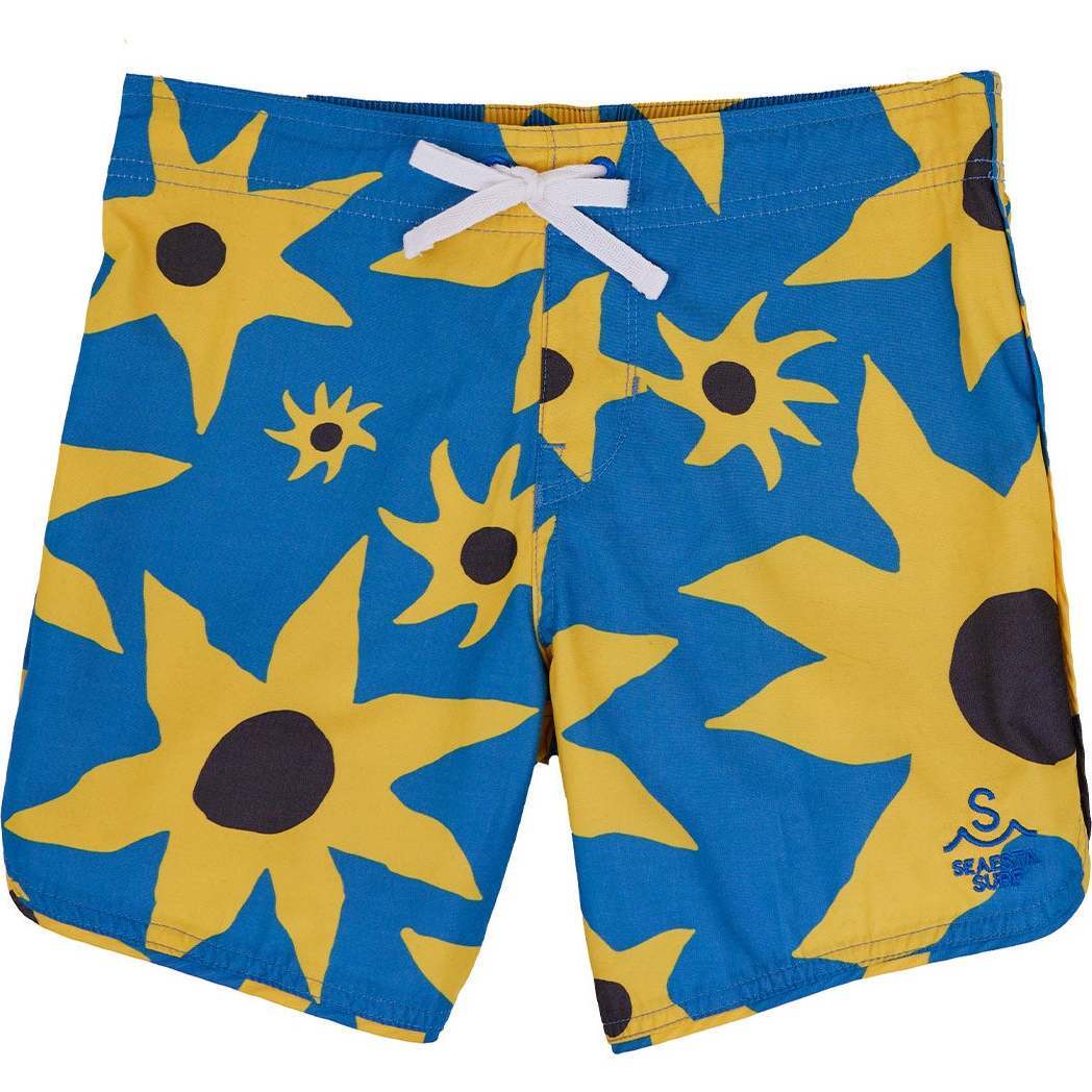 Seaesta Scallop Retro Flare Boardshort, Sun Daze Yellow - Swim Trunks - 1