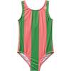 Retro Stripe Swimsuit, Watermelon - One Pieces - 1 - thumbnail