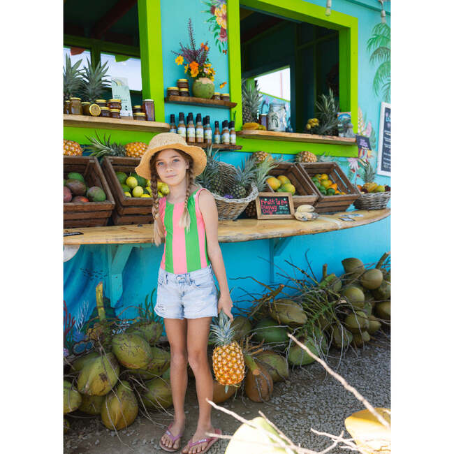 Retro Stripe Swimsuit, Watermelon - One Pieces - 2