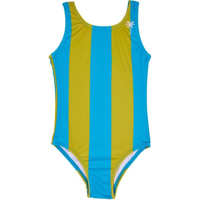 Retro Stripe Swimsuit, Kelp