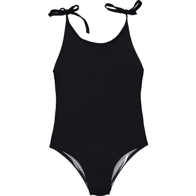 Textured Adjustable Strap Swimsuit, Black & Multicolors