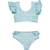Ruffle Top & Bottom Bikini, Aqua - Two Pieces - 1 - thumbnail