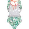 Spots Mini Ruffle Waist Triquini, Green & Multicolors - One Pieces - 3