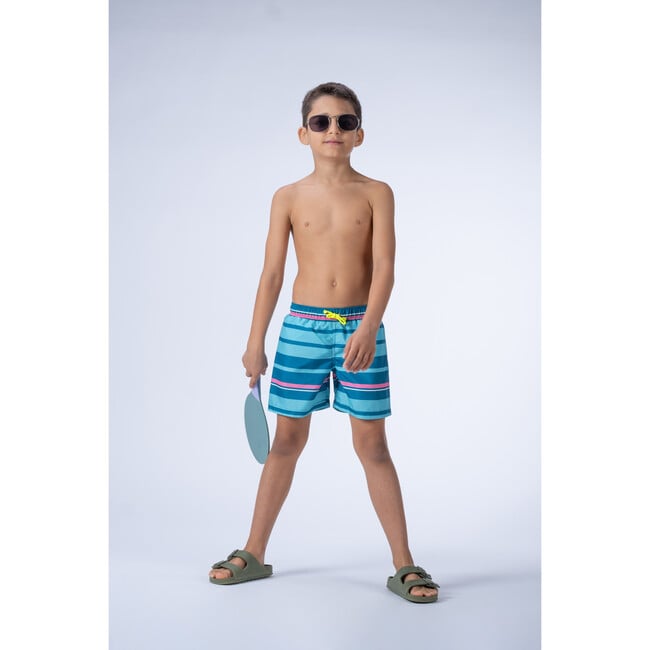 Stripes Classic Swim Shorts, Teal - Swim Trunks - 2