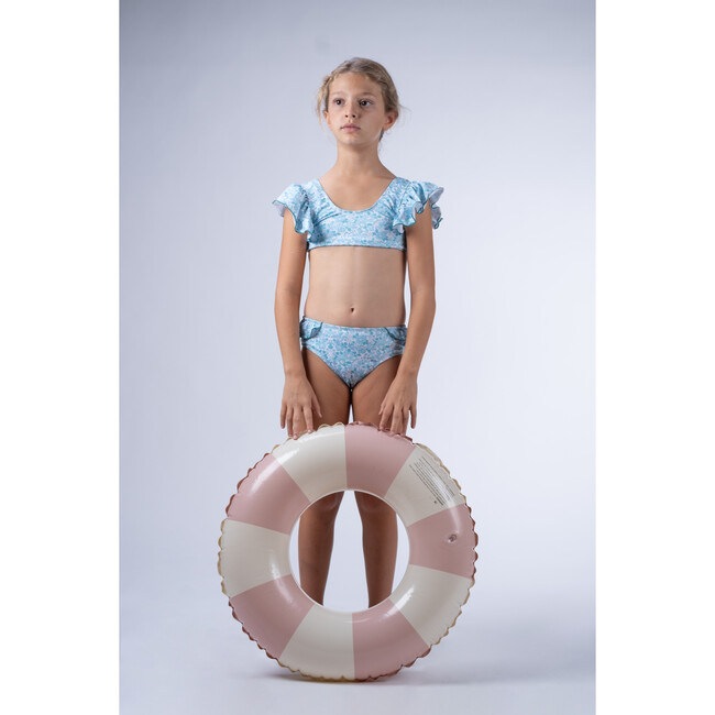 Ruffle Top & Bottom Bikini, Aqua - Two Pieces - 2