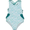 Ruffle Strap Swimsuit, Aqua & Teal - One Pieces - 1 - thumbnail