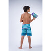 Stripes Surfer Swim Shorts, Teal - Swim Trunks - 4