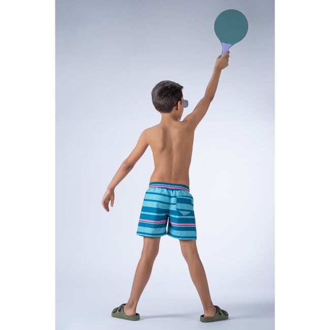 Stripes Classic Swim Shorts, Teal - Swim Trunks - 4