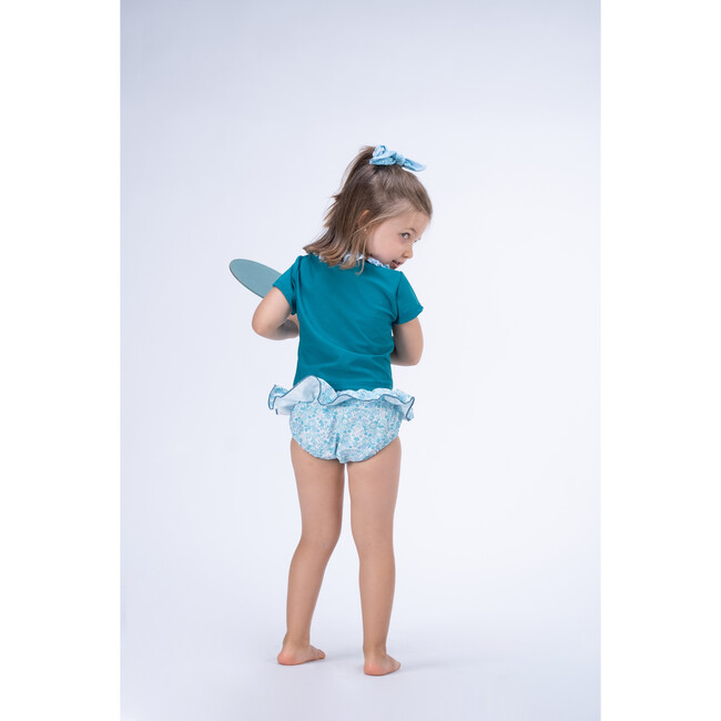 Ruffle Back Rash T-Shirt, Aqua & Teal - Rash Guards - 3