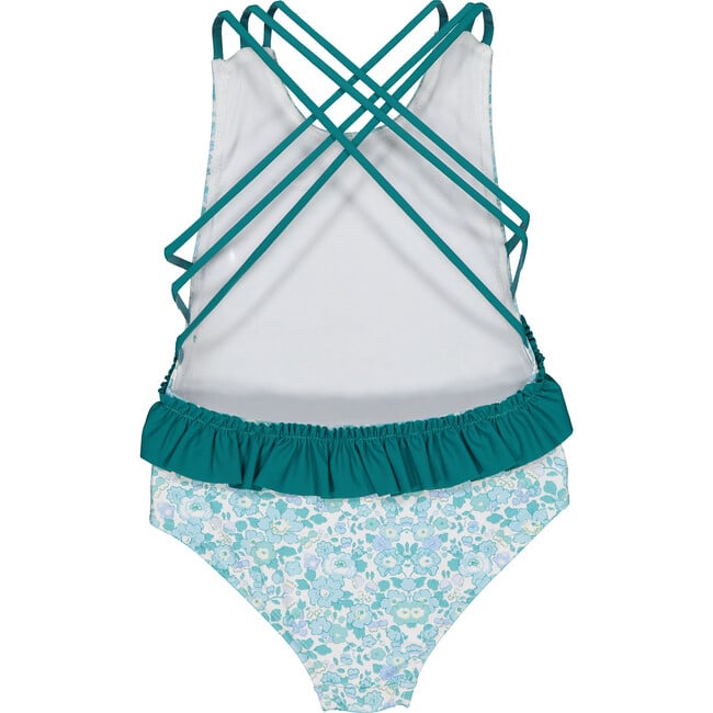 Ruffle Strap Swimsuit, Aqua & Teal - One Pieces - 3