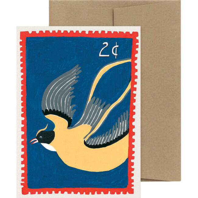 Bird Vintage Stamp Greeting Card