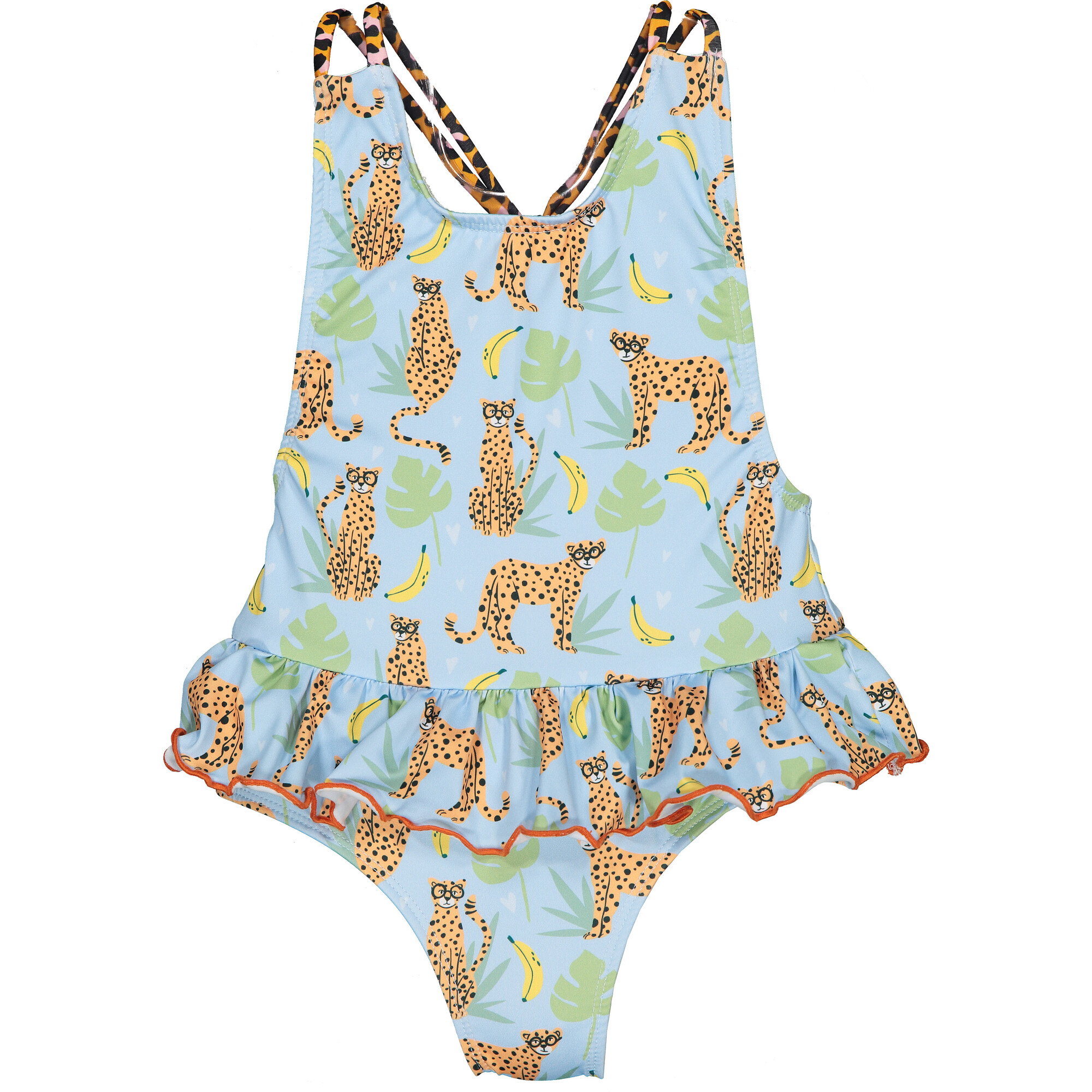 Mr. Leopard Pattern And Dots Swimsuit, Orange - One Pieces - 1