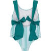 Herringbone Pattern Ruffle Strap Swimsuit, Aqua & Teal - One Pieces - 3