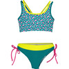 Animal Dots Bikini, Teal & Multicolors - Two Pieces - 1 - thumbnail