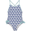 Berries & Bows Tie Bottom Swimsuit, Blue - One Pieces - 1 - thumbnail