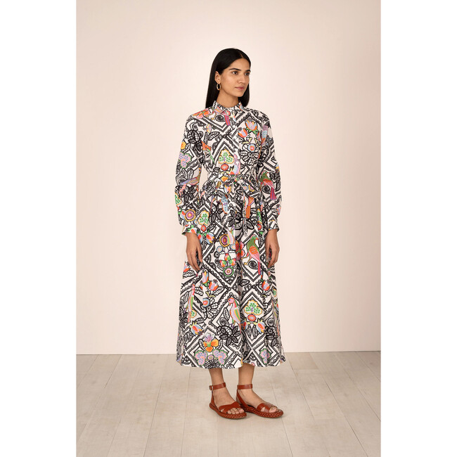 Women's Daffodil Folk Lace Print Buttoned Dress, Multicolors - Dresses - 2