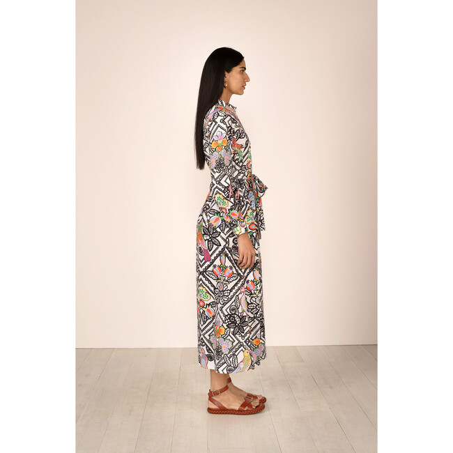 Women's Daffodil Folk Lace Print Buttoned Dress, Multicolors - Dresses - 3