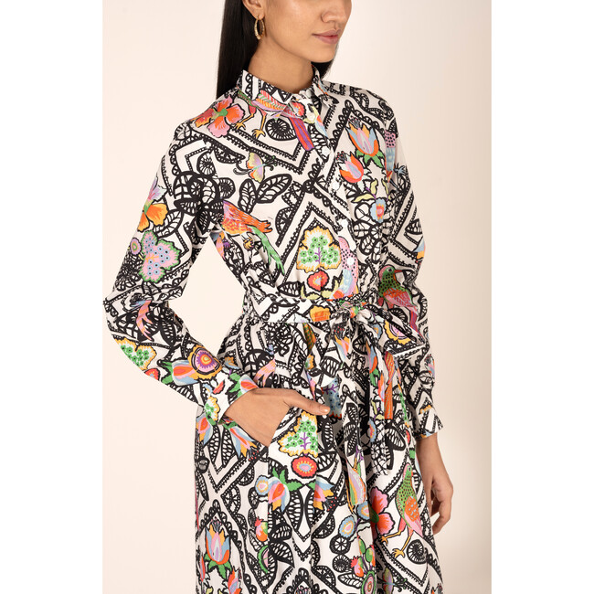 Women's Daffodil Folk Lace Print Buttoned Dress, Multicolors - Dresses - 6