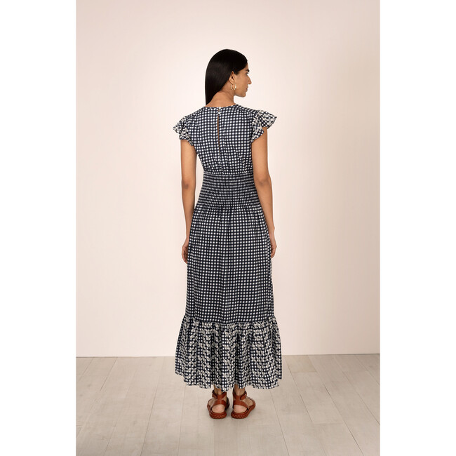 Women's Aurelia Gingham Flutter Sleeve Smocked Dress, Black - Dresses - 3