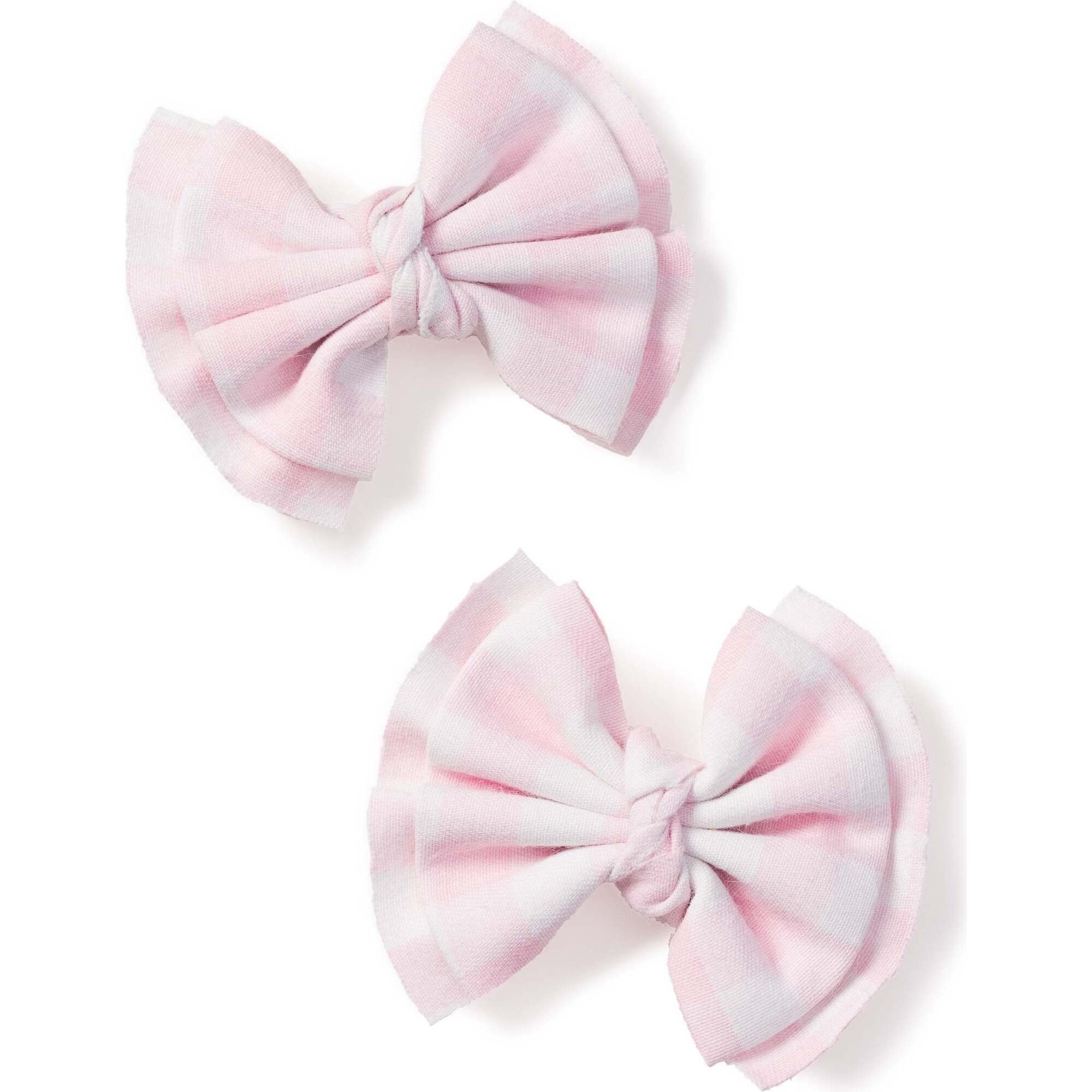 Set of 2 Small Hair Bows, Pink Gingham - Bows - 1