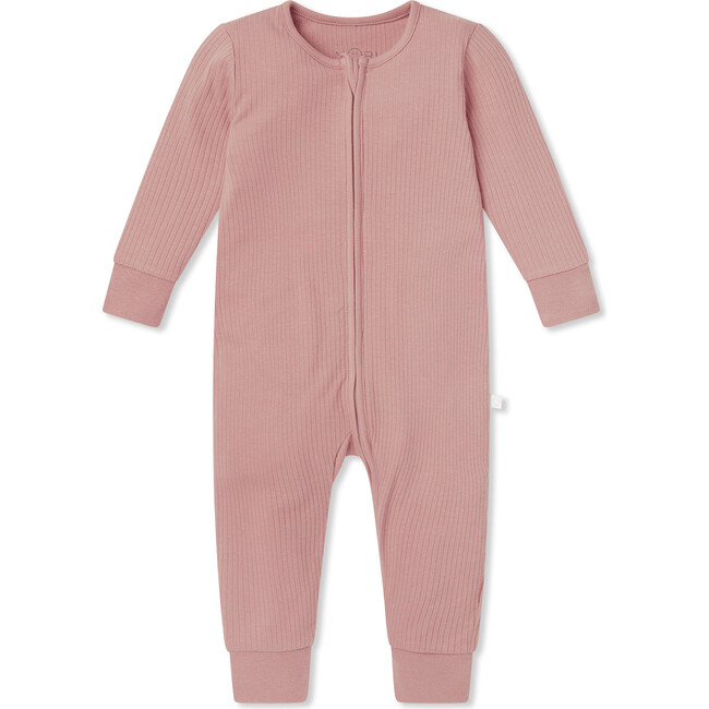 Ribbed Clever Zip Romper, Pink