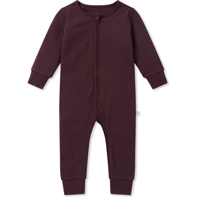 Ribbed Clever Zip Romper, Purple