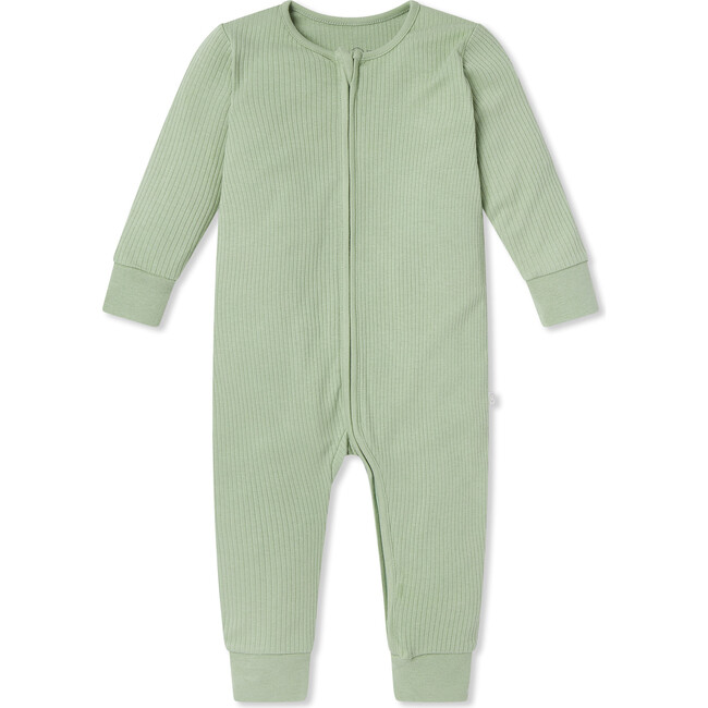 Ribbed Clever Zip Romper, Mint