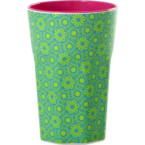 Tall Printed Melamine Cup, Green Marrakesh