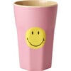 Tall Printed Melamine Cup, Pink Smiley - Tableware - 1 - thumbnail