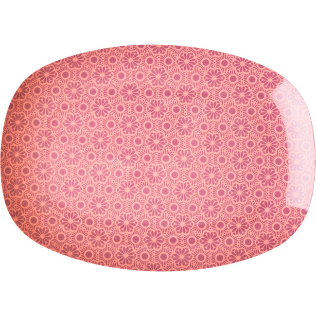 Small Printed Melamine Rectangular Plate, Pink Marrakesh