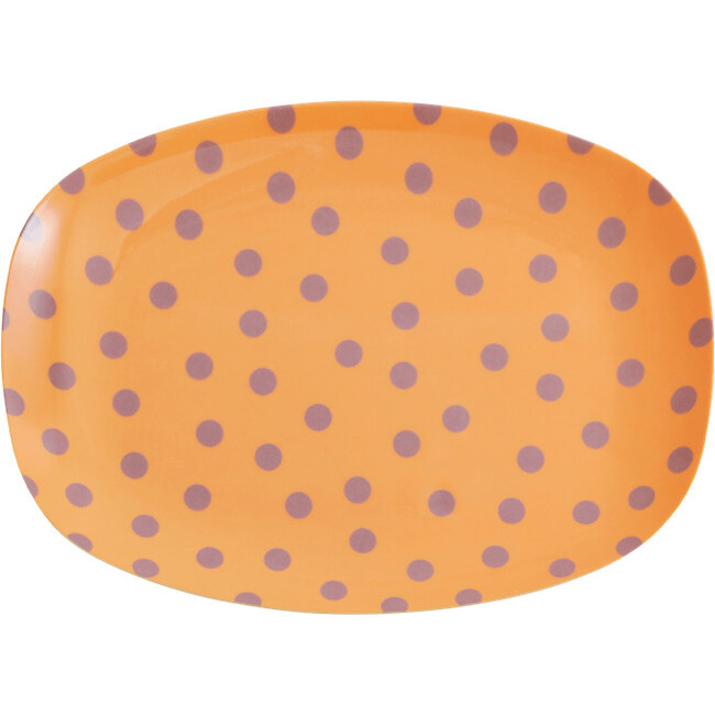 Small Printed Melamine Rectangular Plate, Lavender Dots