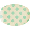 Small Printed Melamine Rectangular Plate, Green Dots - Tableware - 1 - thumbnail