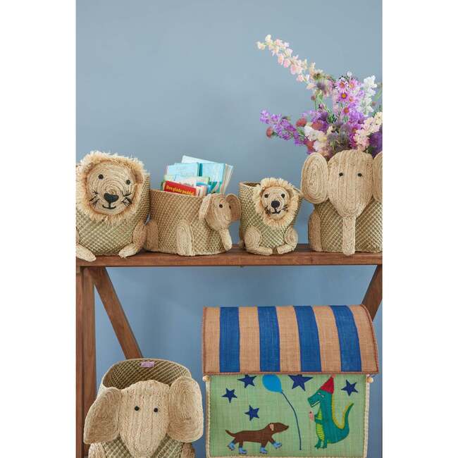 Raffia Themed Storage Baskets Set, Green Party Animal (Set Of 3) - Storage - 4