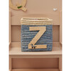Raffia Contrast Border Square Basket With Embroidery On Raffia Letter - Z, Blue & Natural - Storage - 2