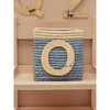 Raffia Contrast Border Square Basket With Embroidery On Raffia Letter - O, Blue & Natural - Storage - 2