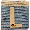Raffia Contrast Border Square Basket With Embroidery On Raffia Letter - L, Blue & Natural - Storage - 1 - thumbnail