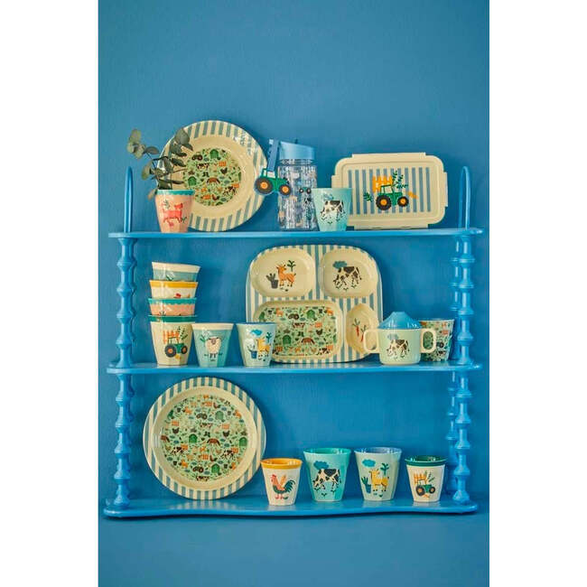 Printed Melamine 4-Piece Baby Dinner Set In Gift Box, Blue Farm - Tableware - 2