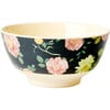 Medium Printed Melamine Bowl, Dark Rose - Tableware - 1 - thumbnail