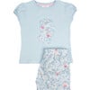 Liberty Print Peppa Pajama Short Set, Blue Peppa Meadow - Pajamas - 1 - thumbnail