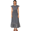 Women's Aurelia Gingham Flutter Sleeve Smocked Dress, Black - Dresses - 1 - thumbnail