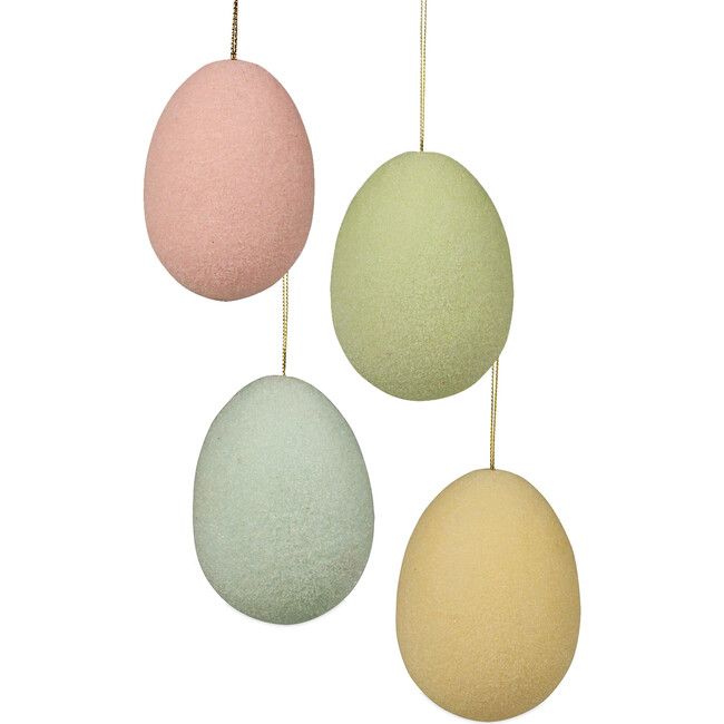 Pastel Flocked Egg Ornament, Large - Accents - 1