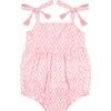 Zoe Ikat Shoulder Tie Print Romper, Pink - Rompers - 1 - thumbnail